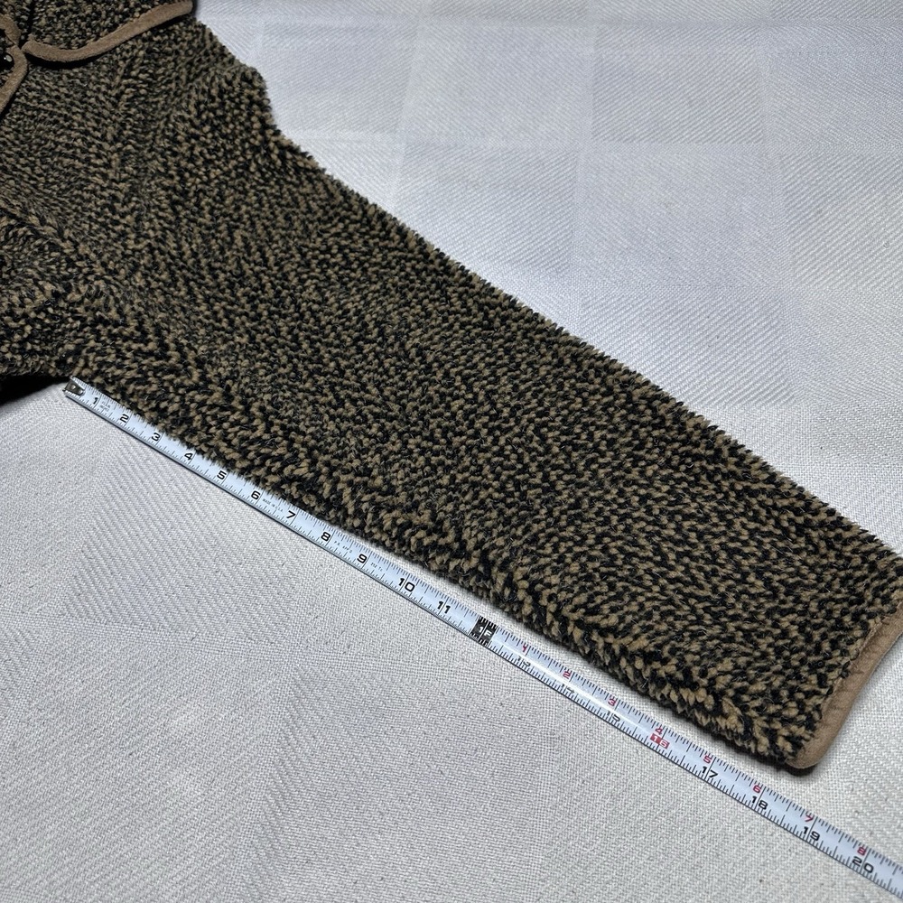 Orvis Deep Pile Toggle Cardigan Womens Large Teddy Textured Chevron Pattern - Picture 10 of 11